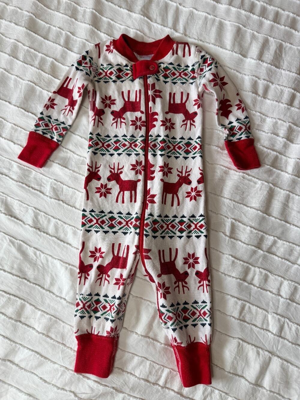 Hanna Andersson Baby 70 6-12M Organic Cotton Christmas Reindeer Pajamas